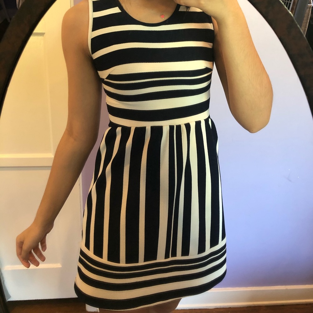 blue striped dress